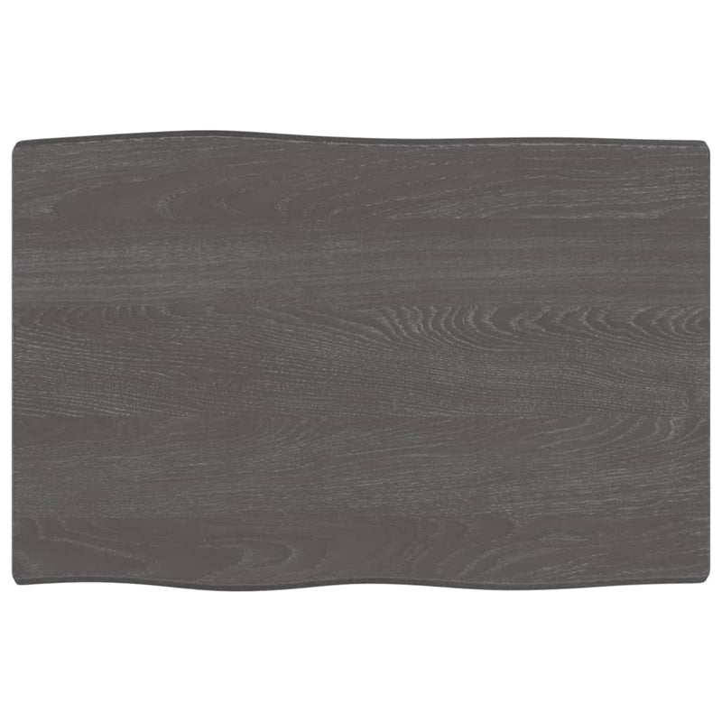 Bordplate mørkegrå 60x40x6cm behandlet heltre eik naturlig kant