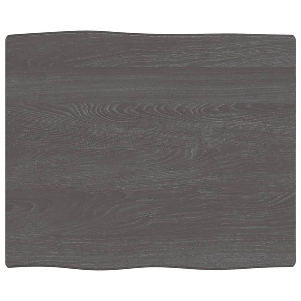 Bordplate mørkegrå 60x50x2cm behandlet heltre eik naturlig kant