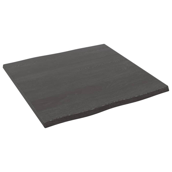 Bordplate mørkegrå 60x60x2cm behandlet heltre eik naturlig kant