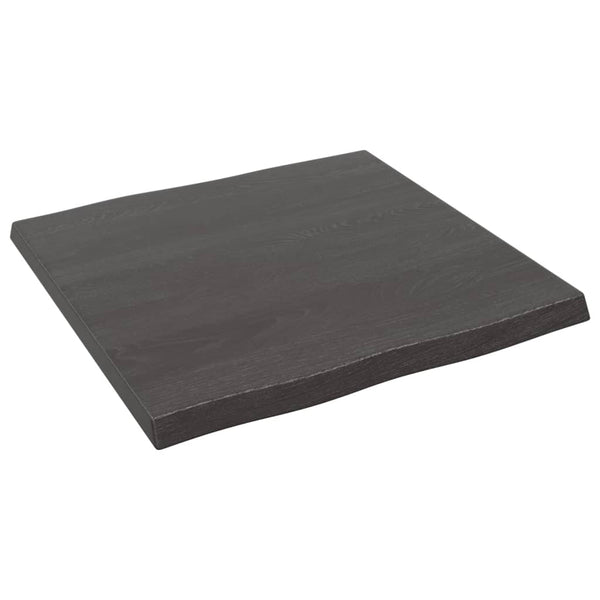 Bordplate mørkegrå 60x60x4cm behandlet heltre eik naturlig kant