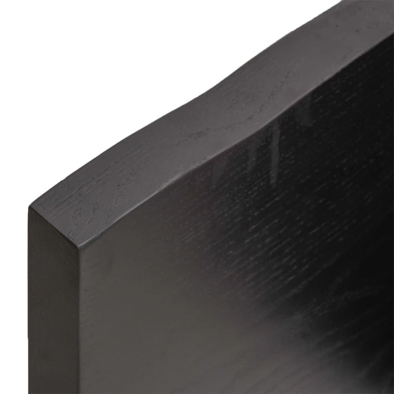 Bordplate mørkegrå 60x60x4cm behandlet heltre eik naturlig kant