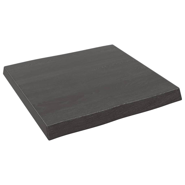 Bordplate mørkegrå 60x60x6cm behandlet heltre eik naturlig kant