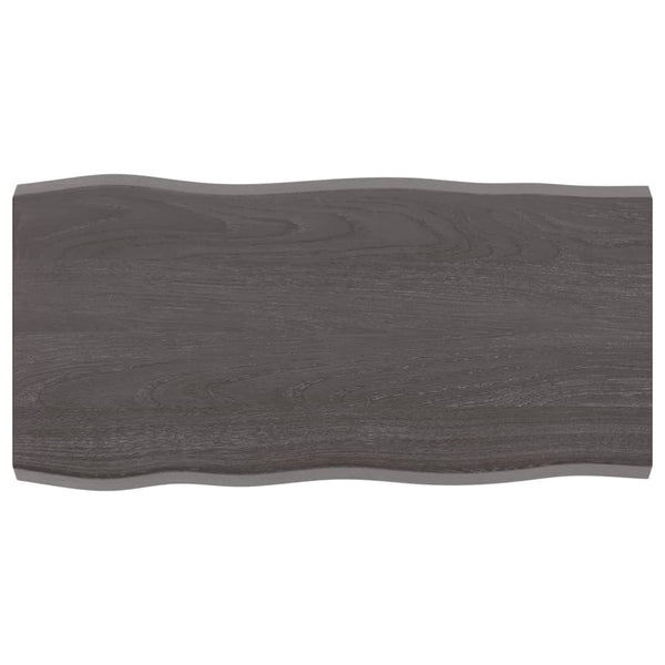 Bordplate mørkegrå 80x40x4cm behandlet heltre eik naturlig kant