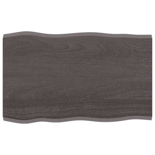 Bordplate mørkegrå 80x50x2cm behandlet heltre eik naturlig kant