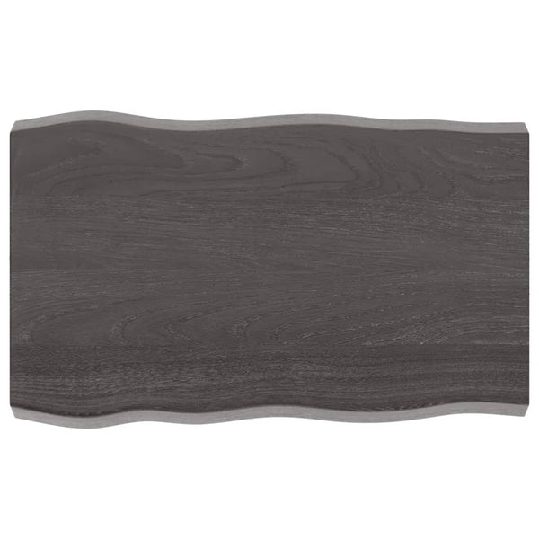 Bordplate mørkegrå 80x50x6cm behandlet heltre eik naturlig kant