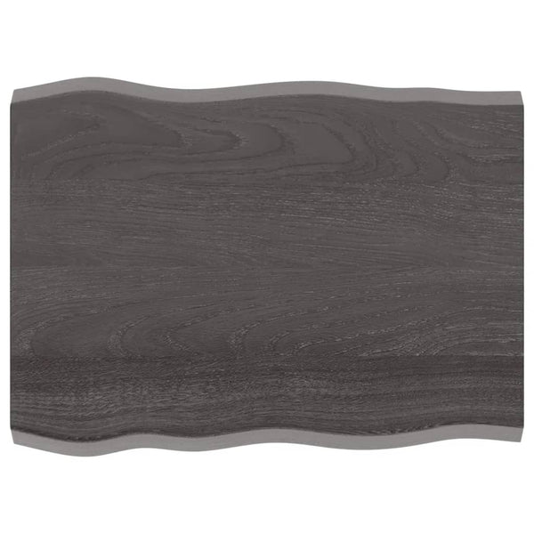 Bordplate mørkegrå 80x60x4cm behandlet heltre eik naturlig kant