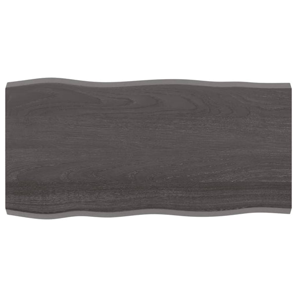 Bordplate mørkegrå 100x50x4 cm behandlet eik naturlig kant