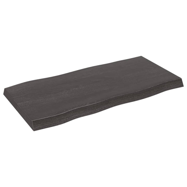 Bordplate mørkegrå 100x50x6 cm behandlet eik naturlig kant