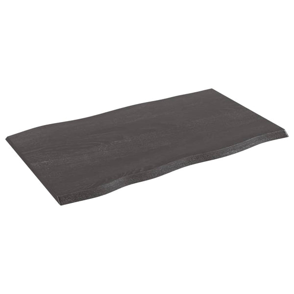 Bordplate mørkegrå 100x60x2 cm behandlet eik naturlig kant
