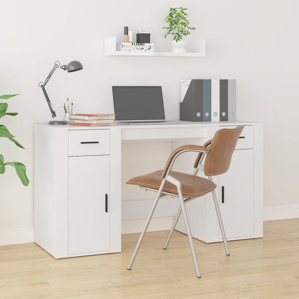Skrivebord med skap hvit konstruert tre