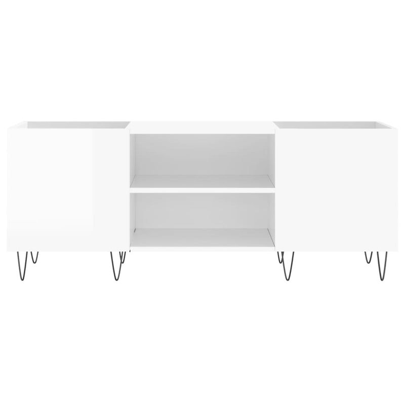 Hifi-benk høyglans hvit 121x38x48 cm konstruert tre