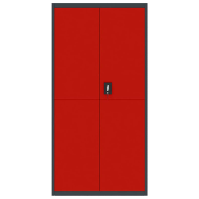 Arkivskap antrasitt og rød 90x40x180 cm stål