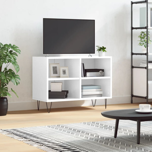 TV-benk høyglans hvit 69,5x30x50 cm konstruert tre
