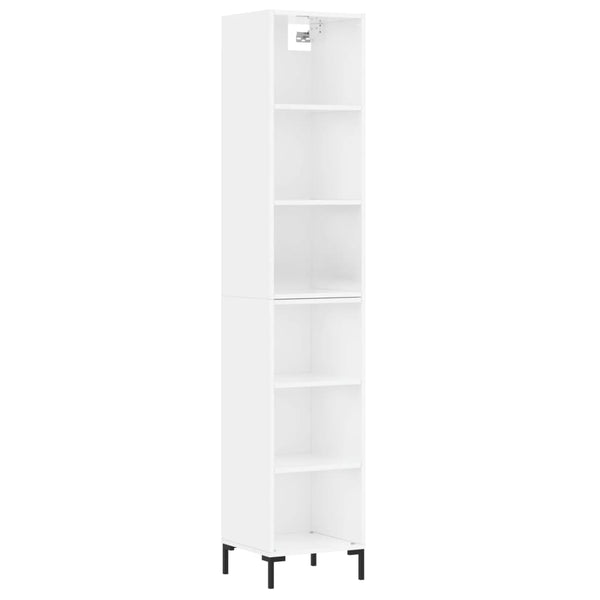 Highboard høyglans hvit 34,5x32,5x180 cm konstruert tre