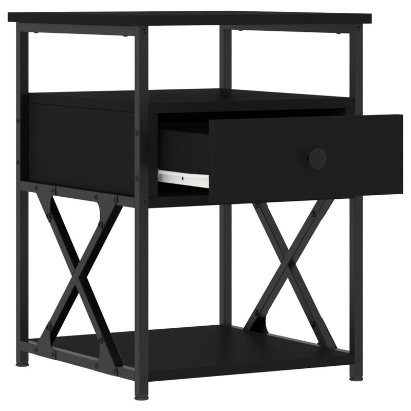 Nattbord svart 40x42x55 cm konstruert tre