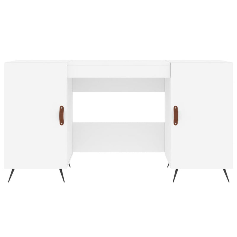 Skrivebord hvit 140x50x75 cm konstruert tre