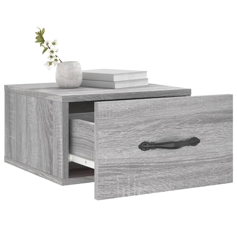 Veggmontert nattbord grå sonoma 35x35x20 cm
