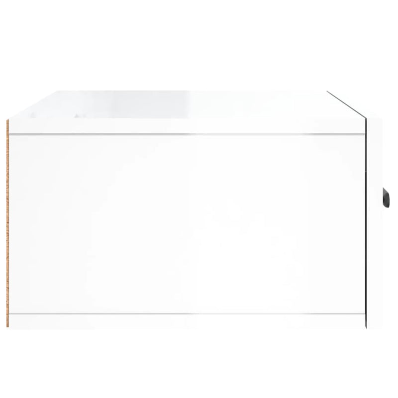 Veggmonterte nattbord 2 stk høyglans hvit 35x35x20 cm