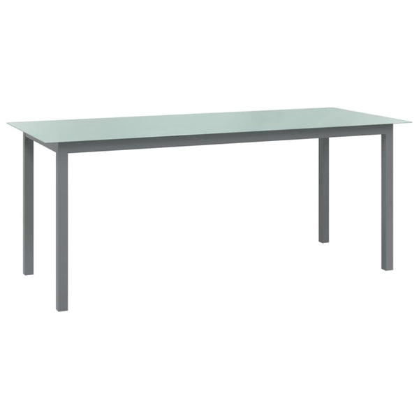 Hagebord lys grå 190x90x74 cm aluminium og glass
