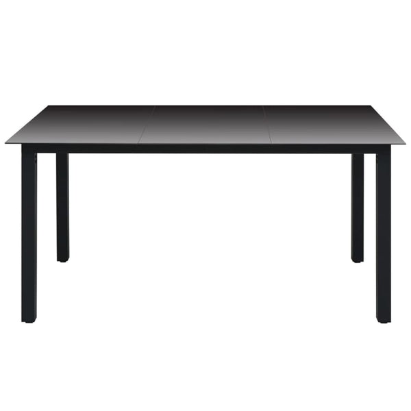 Hagebord svart 150x90x74 cm aluminium og glass