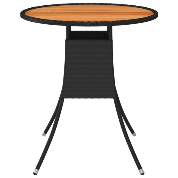 Utendørs spisebord svart Ø 70 cm polyrotting og heltre akasie