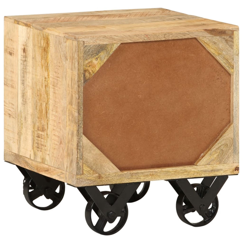 Sidebord med skuff og hjul mangotre 40x40x45 cm