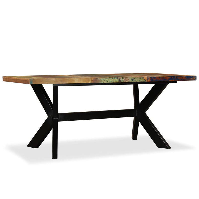 Spisebord gjenvunnet heltre og stålkryss 180 cm
