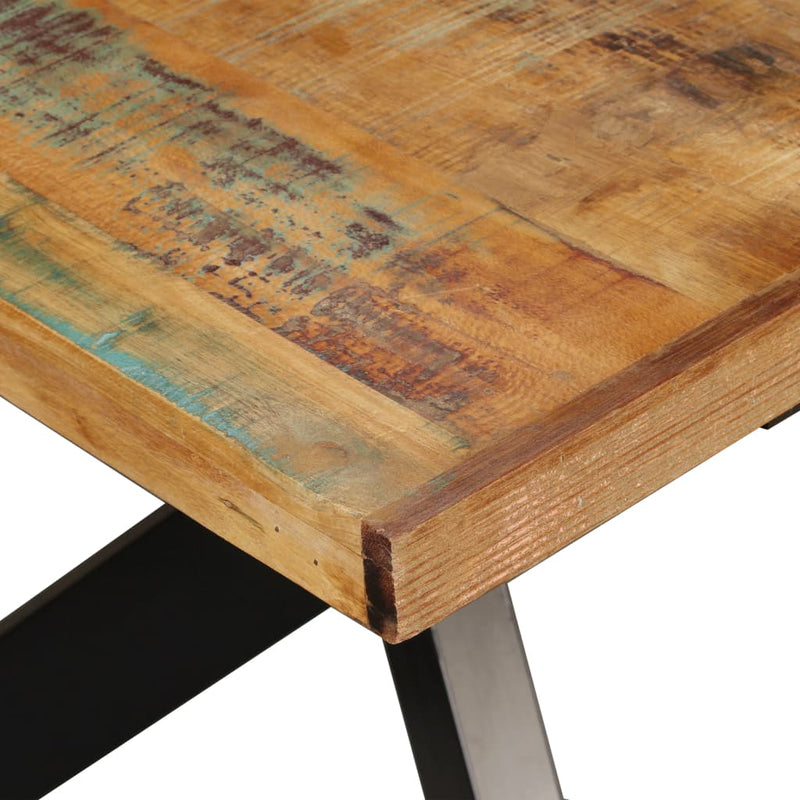 Spisebord gjenvunnet heltre og stålkryss 180 cm