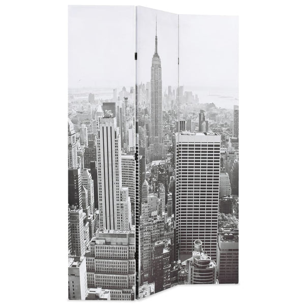 Sammenleggbar romdeler 120x170 cm New York dagtid svart og hvit