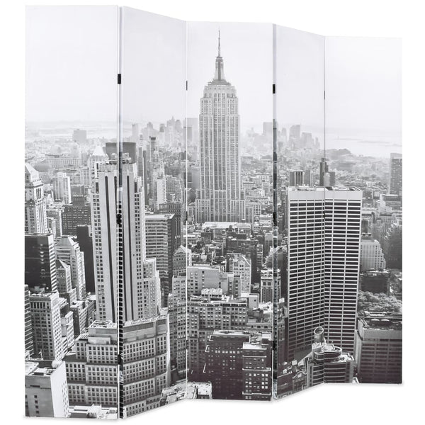 Sammenleggbar romdeler 200x170 cm New York dagtid svart og hvit