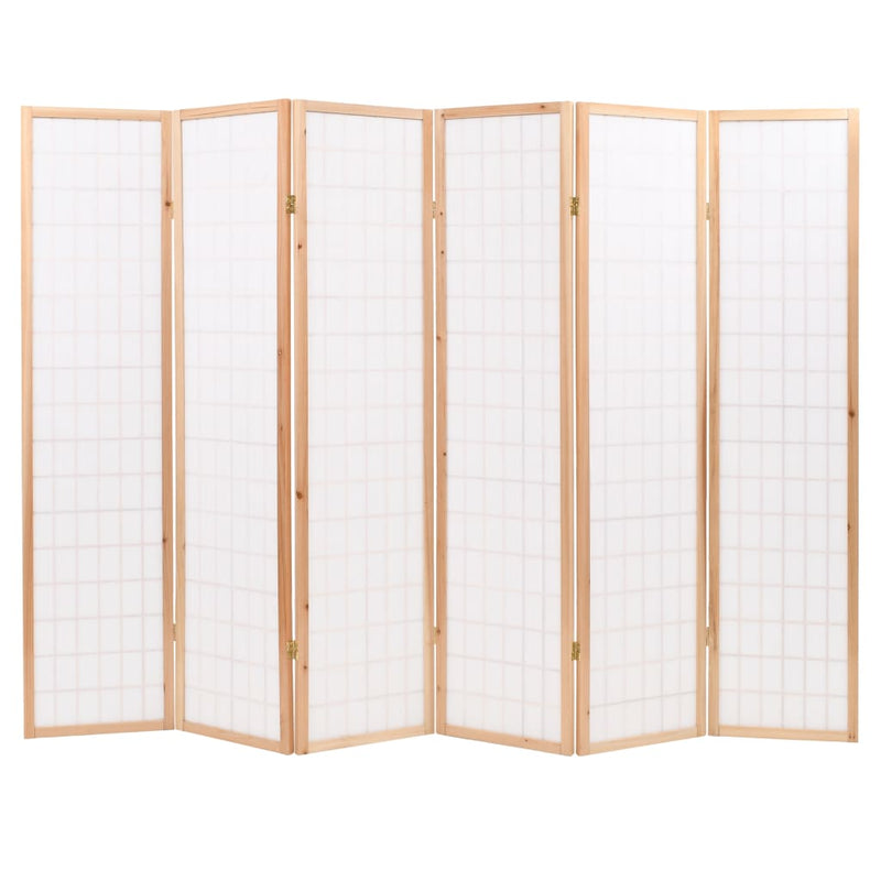 Sammenleggbar romdeler 6 paneler japansk stil 240x170 cm naturell