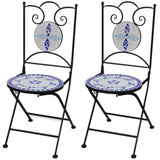 Sammenleggbare bistrostoler 2 stk keramikk blå og hvit