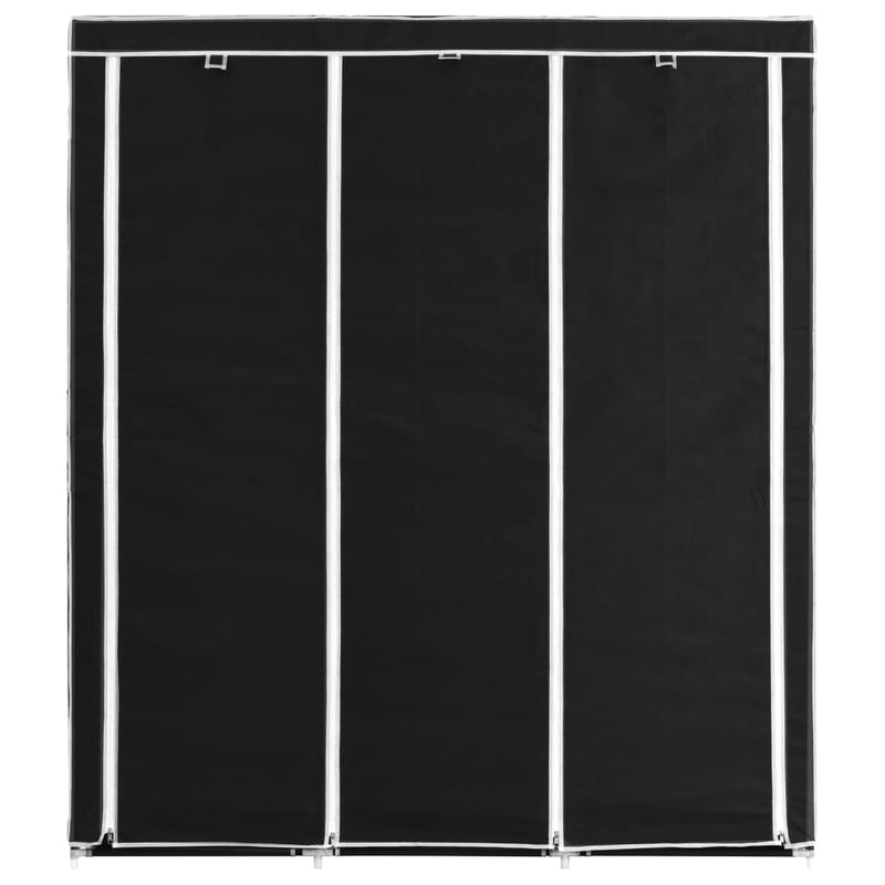 Garderobe med skap og stenger svart 150x45x175 cm stoff