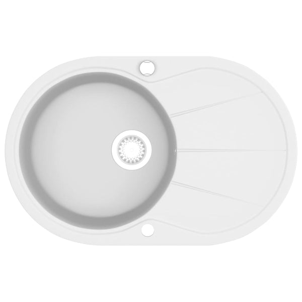 Kjøkkenvask enkel kum granitt oval hvit