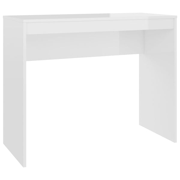 Skrivebord høyglans hvit 90x40x72 cm konstruert tre