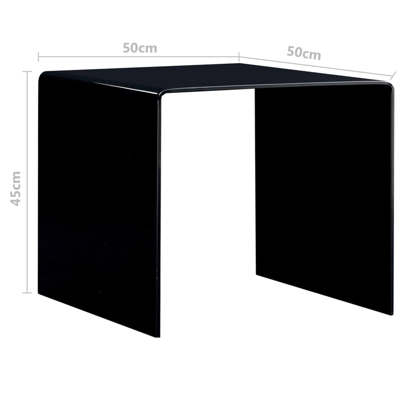 Salongbord svart 50x50x45 cm herdet glass