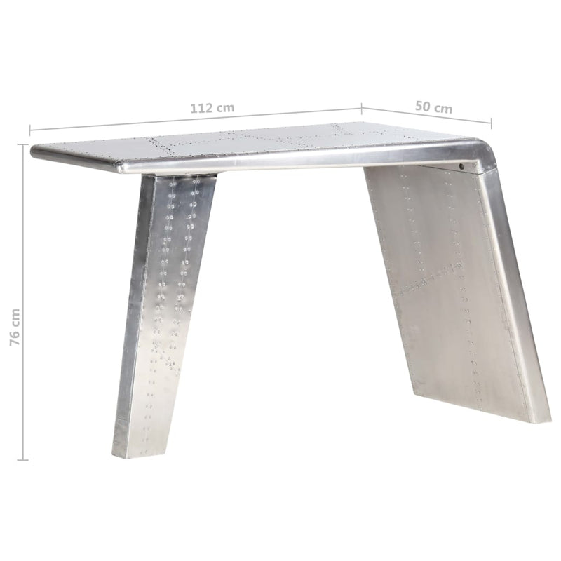 Aviator skrivebord sølv 112x50x76 cm metall