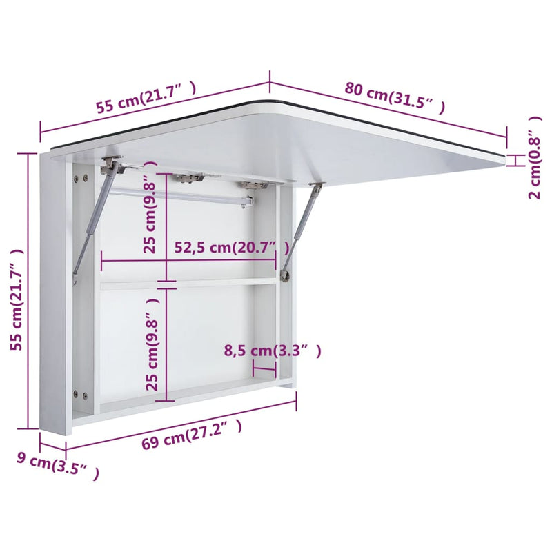 LED-speilskap til bad 80x9,5x55 cm