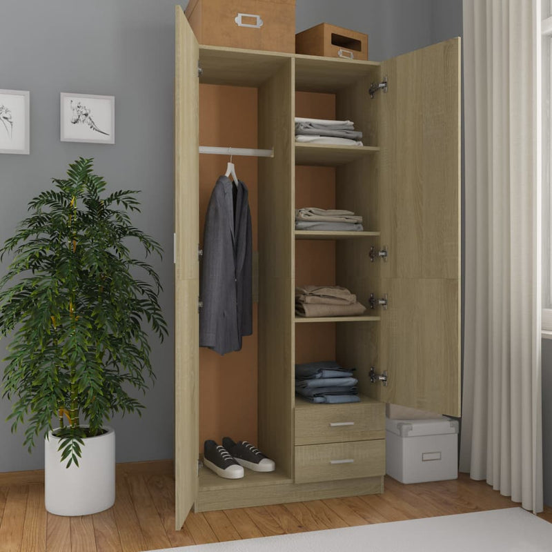 Garderobe sonoma eik 80x52x180 cm sponplate