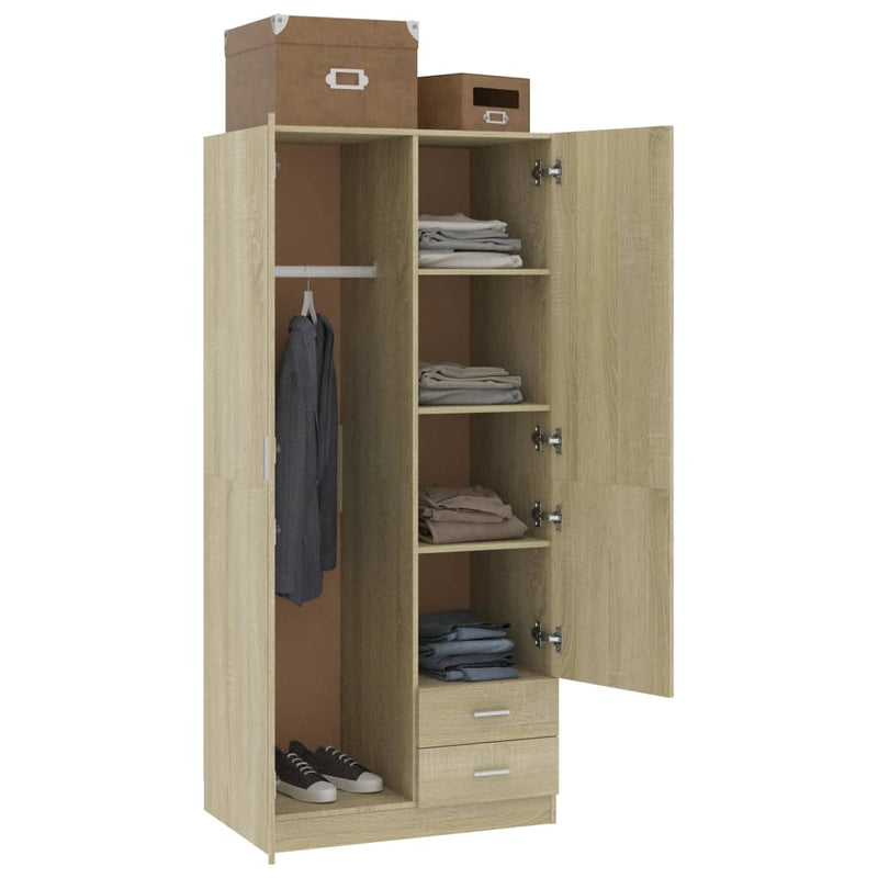 Garderobe sonoma eik 80x52x180 cm sponplate