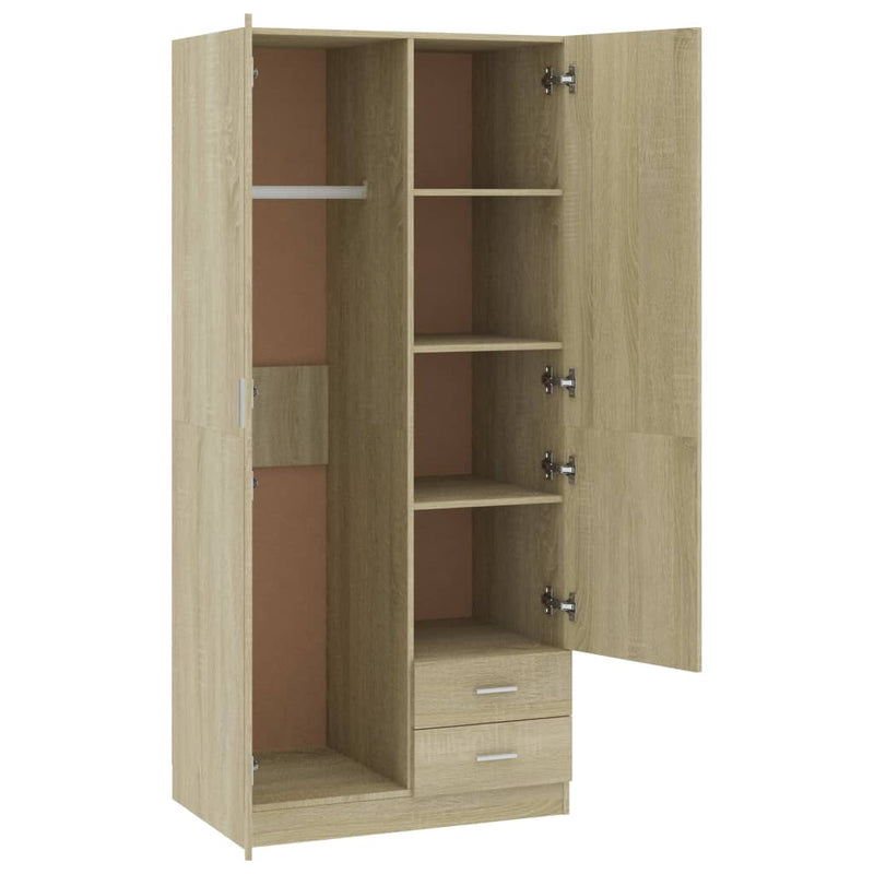 Garderobe sonoma eik 80x52x180 cm sponplate