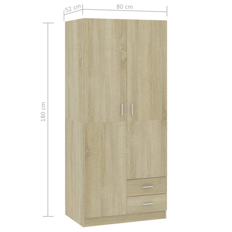 Garderobe sonoma eik 80x52x180 cm sponplate