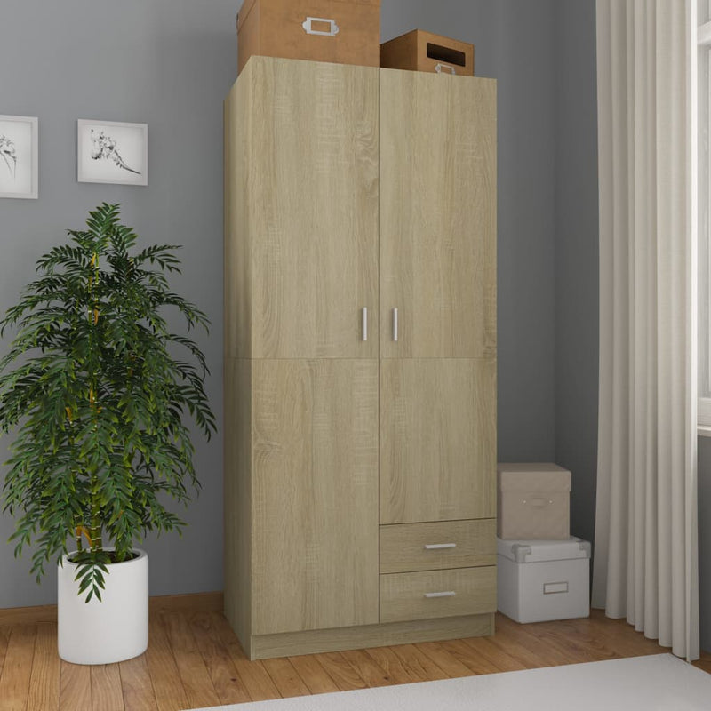 Garderobe sonoma eik 80x52x180 cm sponplate