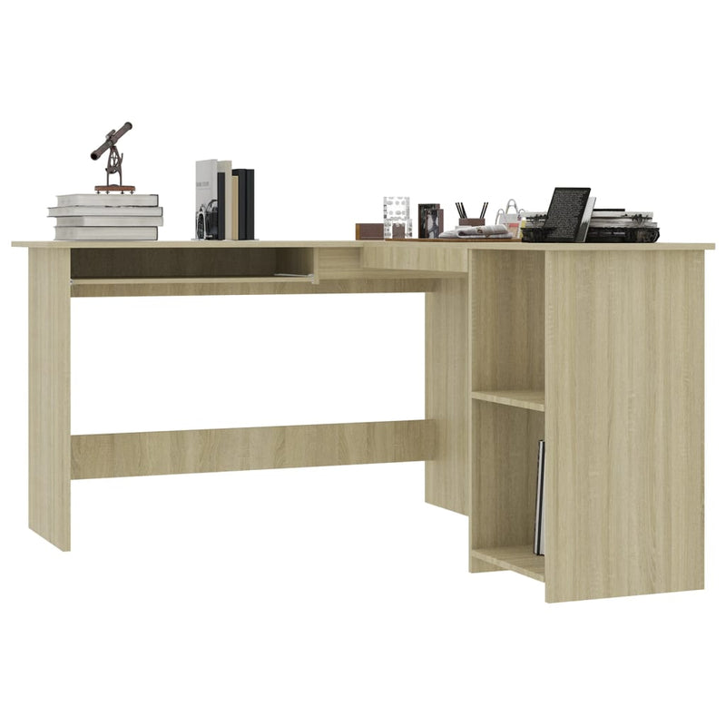 L-formet skrivebord sonoma eik 120x140x75 cm konstruert tre