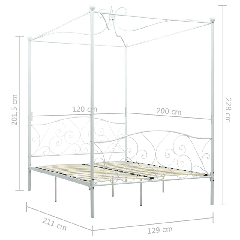 Himmelsengeramme hvit metall 120x200 cm