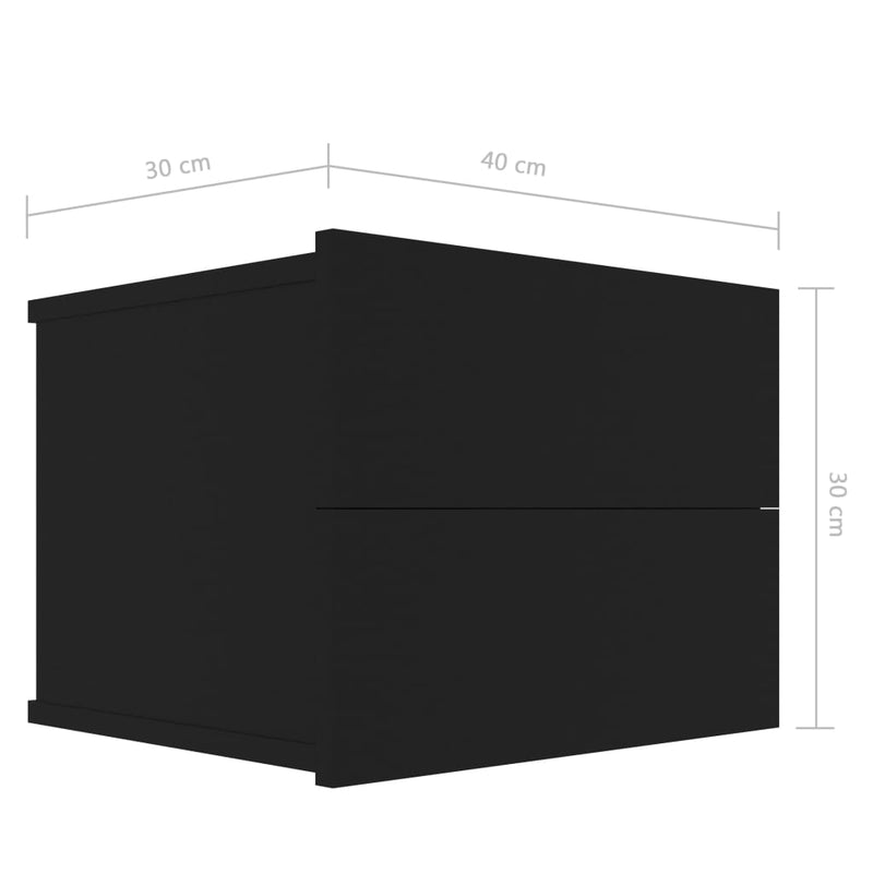 Nattbord svart 40x30x30 cm sponplate