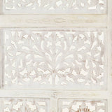Romdeler håndskåret 4 paneler hvit 160x165 cm heltre mango