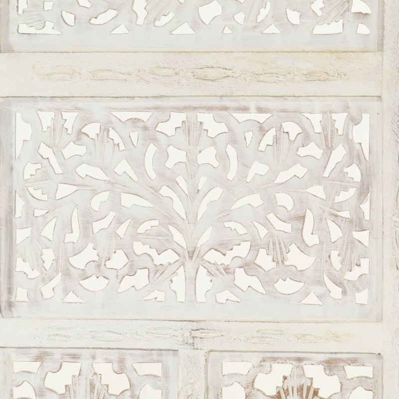 Romdeler håndskåret 4 paneler hvit 160x165 cm heltre mango