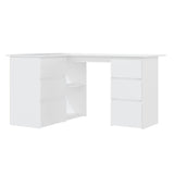Hjørneskrivebord hvit 145x100x76 cm sponplate