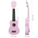 Sopran-ukulele sett med veske for barn rosa 21"